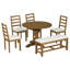 Ensemble de salle à manger extensible en bois massif avec banc et 4 chaises, 6 pièces, table de 60 pouces beige brun