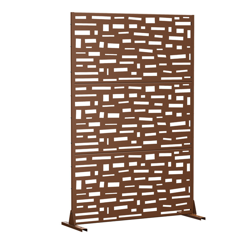 Metal Outdoor Privacy Screen, 183 cm H x 120 cm W x 40 cm D, Brown