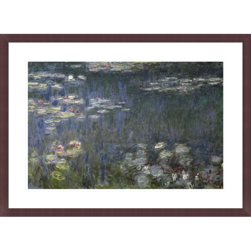 Nénuphars: reflets verts (section de gauche) par Claude Monet, impression giclée encadrée, H 21,49 po x l 29,5 po