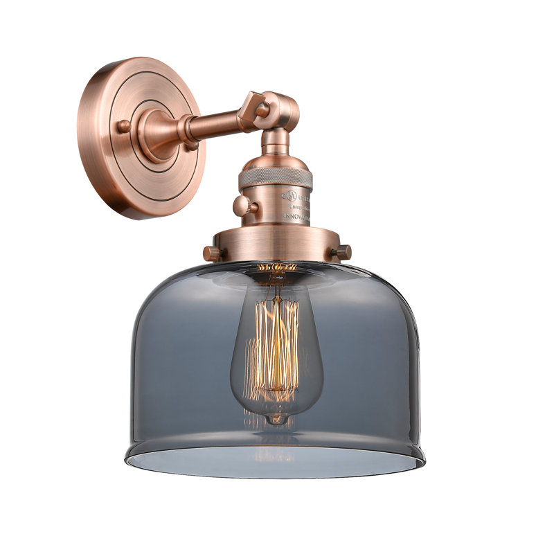 Applique murale 1 lumière 5 po Bell, Ampoule incandescente rétro 60 watts, Plaqué couleur fumée, Cuivre antique