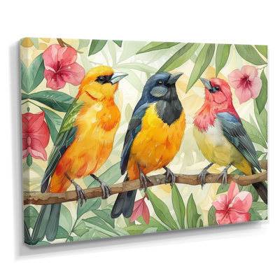 Yellow Birds On A Brand Of Garden Of Eden  Bird Wall Art Print