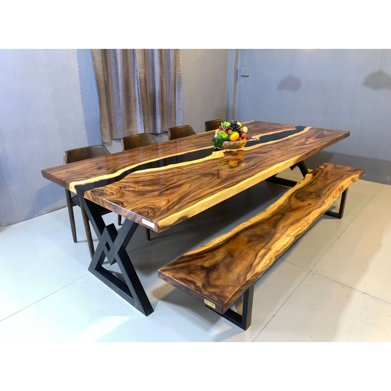 Table de salle à manger en bois massif 110 po Geriène