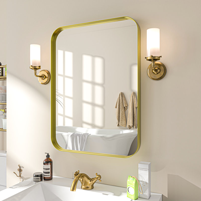 Metal Rectangle Mirror, Gold, 22" x 30"
