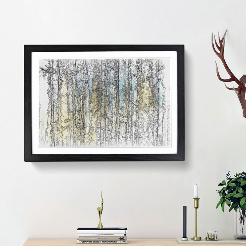 Sunlight upon the Trees in Abstract - Framed Print, 27cm H x 36cm W x 2cm D, Black Framed