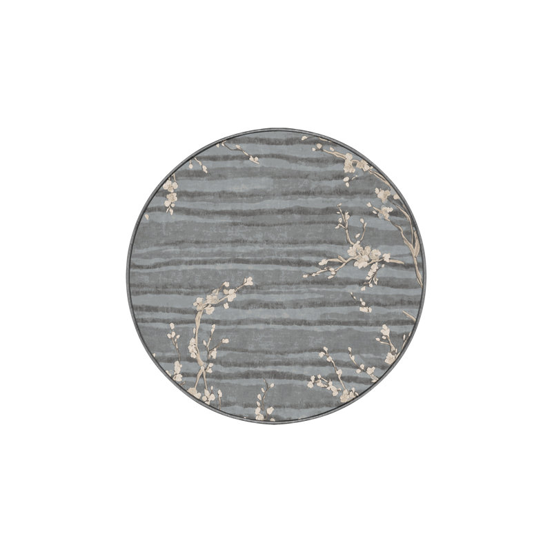 Machine Washable Gray Area Rug, Round 7'