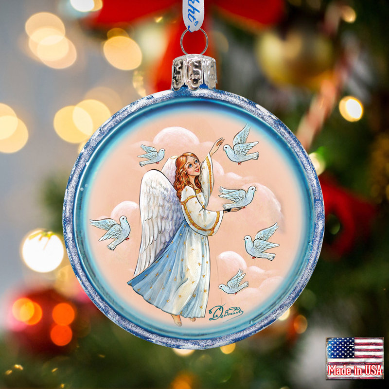 3'' Handmade Glass Holiday Shaped Ornament, Angel