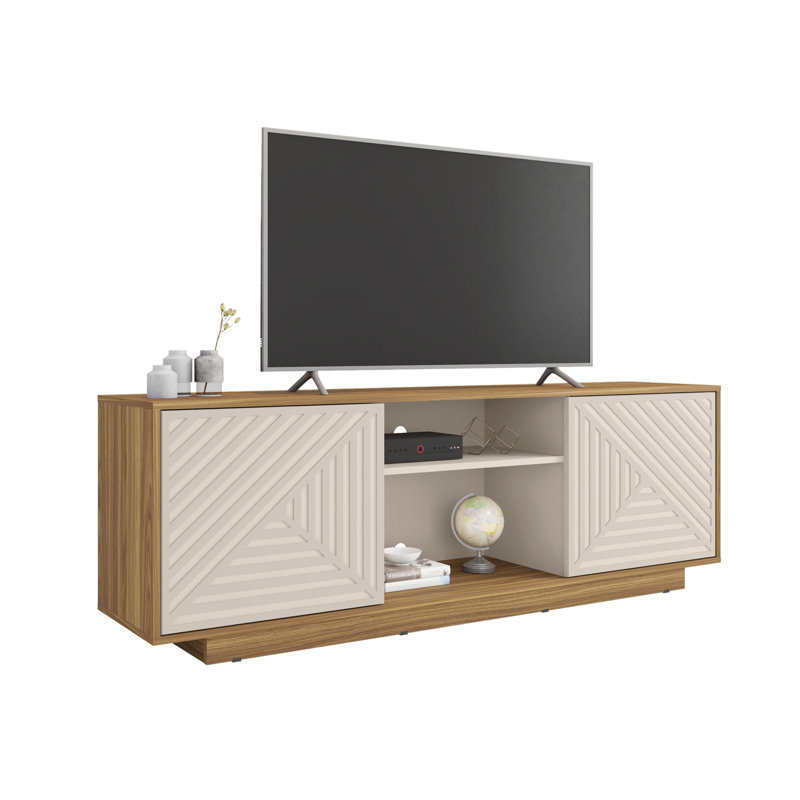 Techni Mobili Modern TV Stand For Tvs Up To 70", Oak, Oak Natural Wood/Antique White