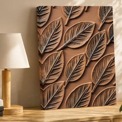 Toile, vue rapprochée de feuilles embossées minutieusement disposées, art mural dans un motif harmonieux mettant en valeur leur art mural naturel sur toile