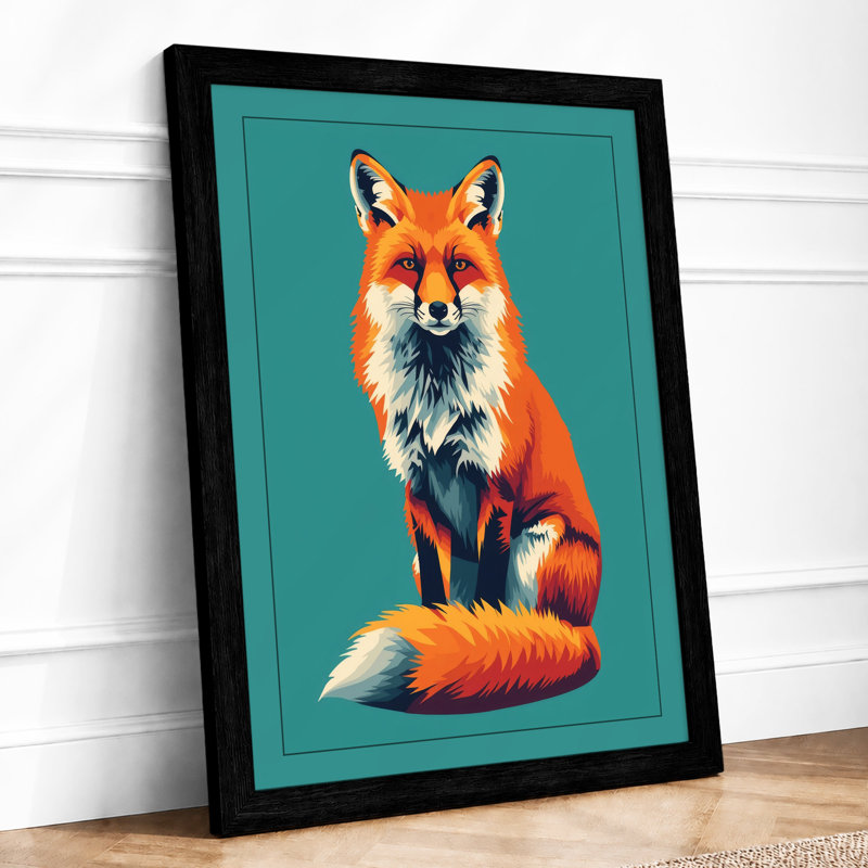 Fox Portrait Modern - Framed Print, A2 - 59.4 x 42.0 cm, Black