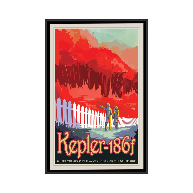 «Visions of the future»: Kepler-186F - Reproduction d'art graphique encadré, Toile avec cadre noir, Pas de tapis