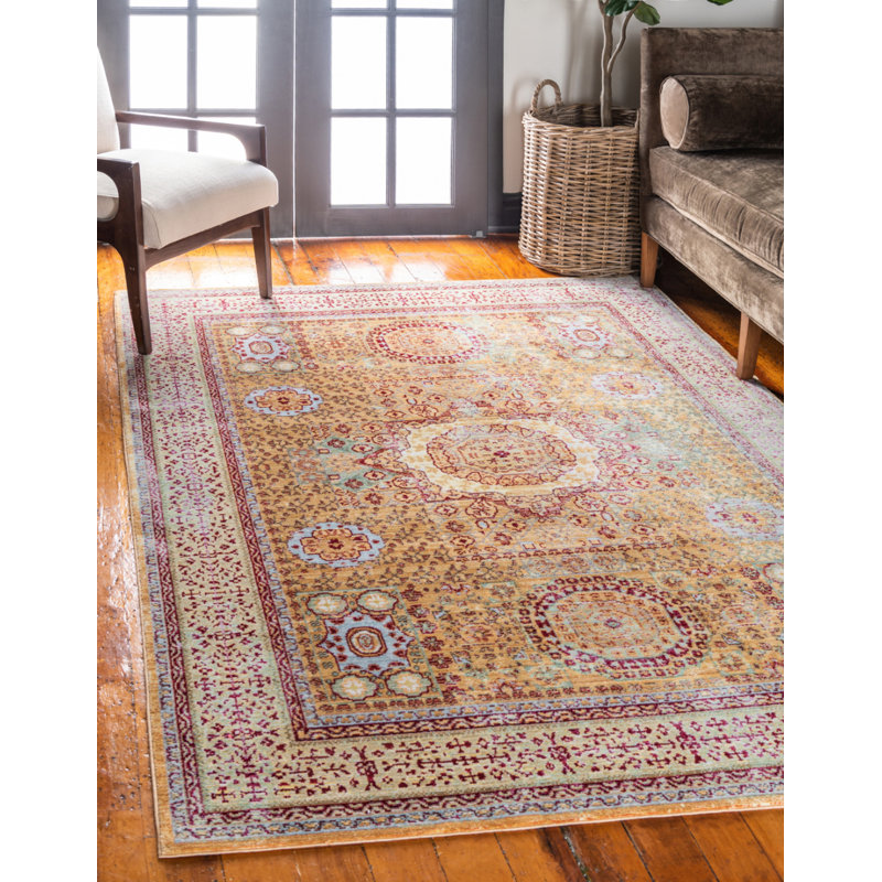 Tapis beige / jaune Glasser, Rectangle 5 pi 1 po x 8 pi