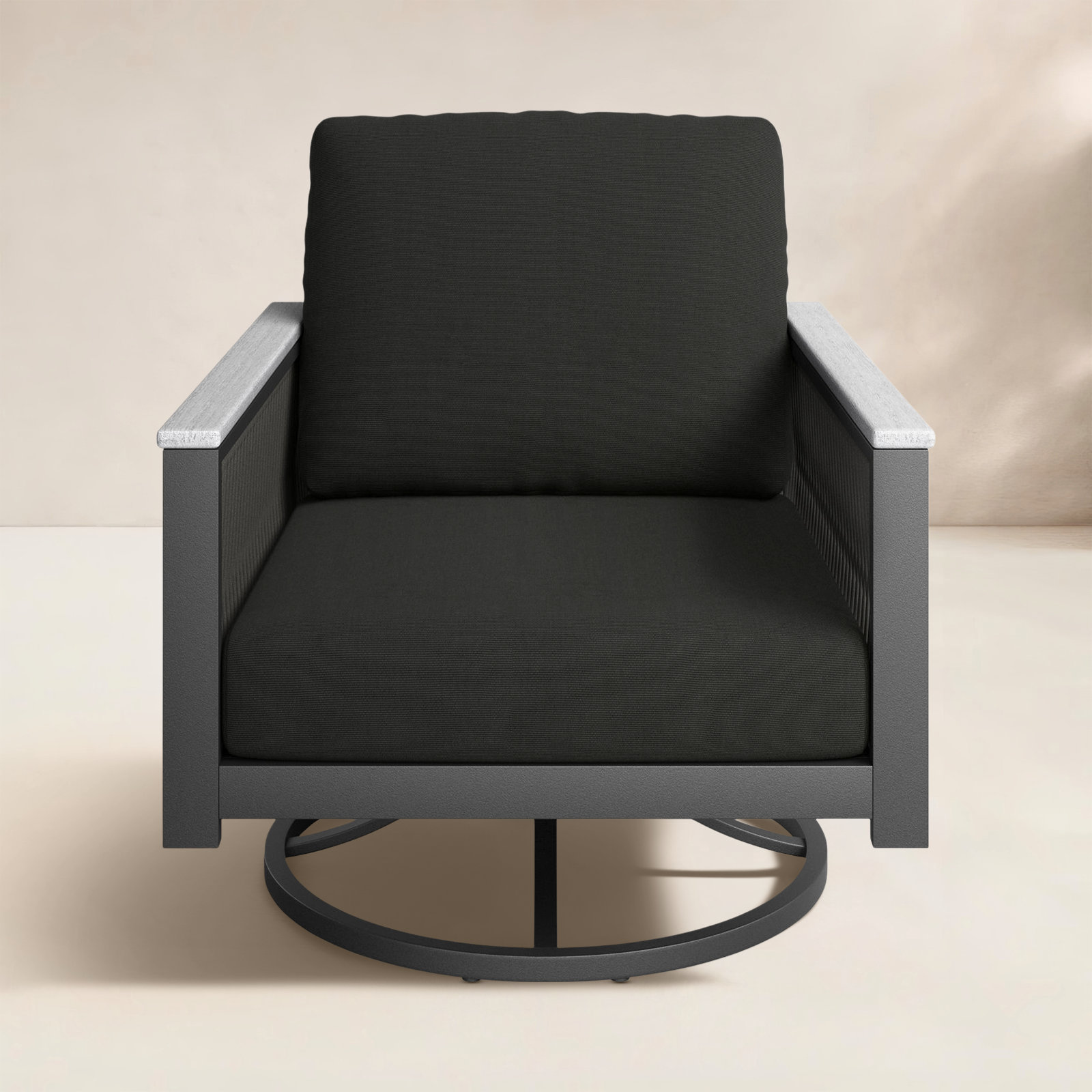Townsend Sunbrella® Swivel Patio Rocking Chair, Canvas Black Sunbrella® Canvas