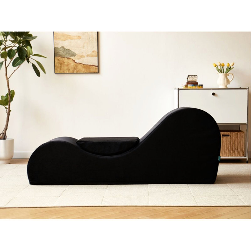 Chaise longue avec mousse haute, conception ergonomique, housse amovible lavable en noir chaise noire, noyau en mousse,