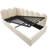 Velvet Upholstered Twin Daybed with Storage Ottoman & Metal Slatted Sofa Bed Frame, Beige (Without Mattress)-1559817003