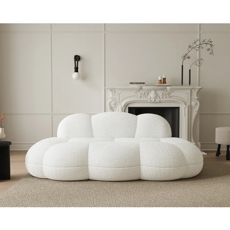 Canapé en polaire Sherpa Bubble Curve, Blanc
