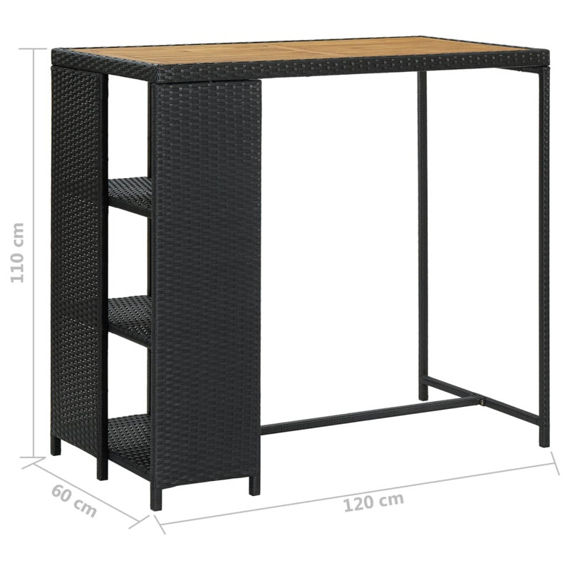 Sabato Rattan Bar Table, Black