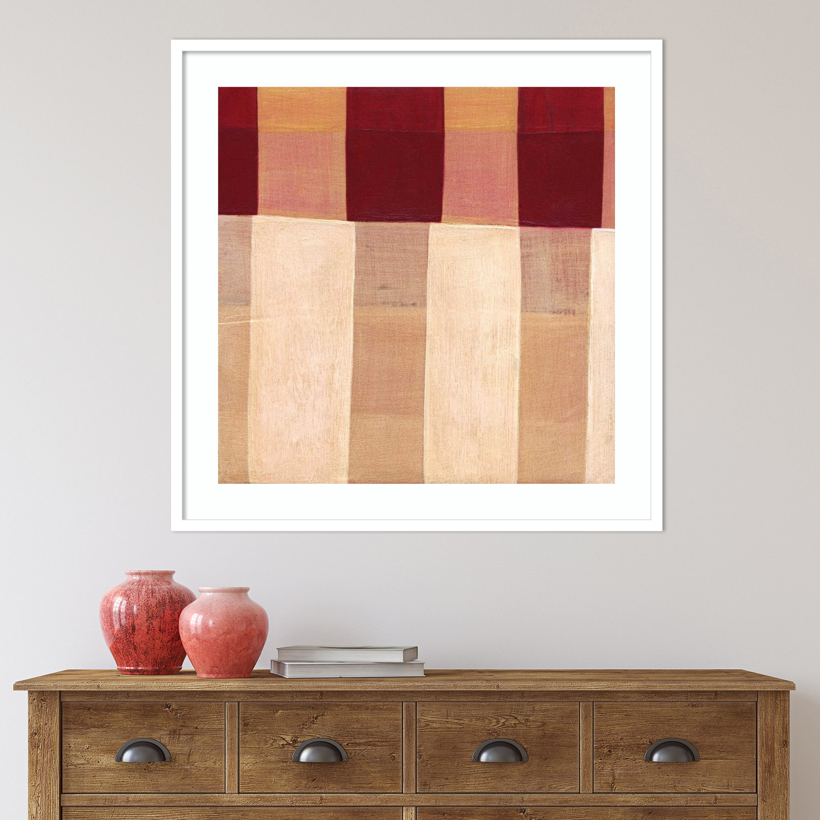 Broken Stripes 1 by Laura Nugent, White, 33" H x 33" W x 1" D