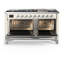 Majestic III Series 60 Inch Dual Fuel Range with 7 Sealed Burners, Griddle, in Blue Grey (Liquid Propane, Burnished Trim)-117886131-117886139-117886141