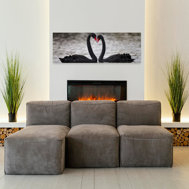 Art mural romantique, cygnes noirs romantiques, H 16 po x l 48 po
