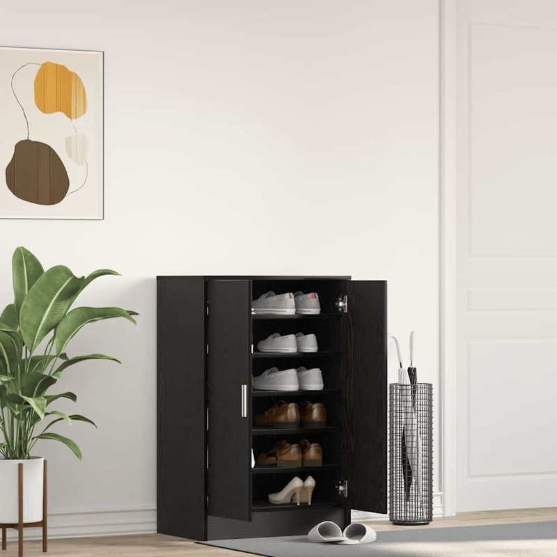 Shoe Storage Cabinet, Black Oak