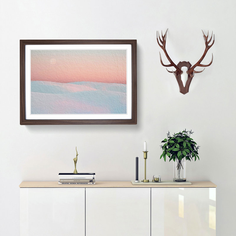 Pink Desert - Picture Frame Painting Print, 36cm H x 48cm W x 2cm D, Walnut Framed
