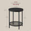 Table de bout ronde en faux marbre avec tablette en verre-1205259486