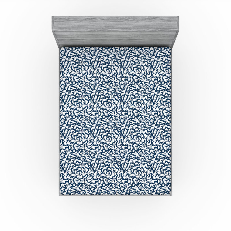 Drap-housse Ambesonne, Drap-housse de taille très grand, Bleu nuit, blanc / abstrait