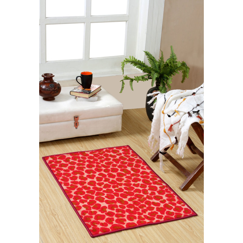 Tapis rouge / brun clair à imprimé animal, Rectangle 9 pi x 12 pi