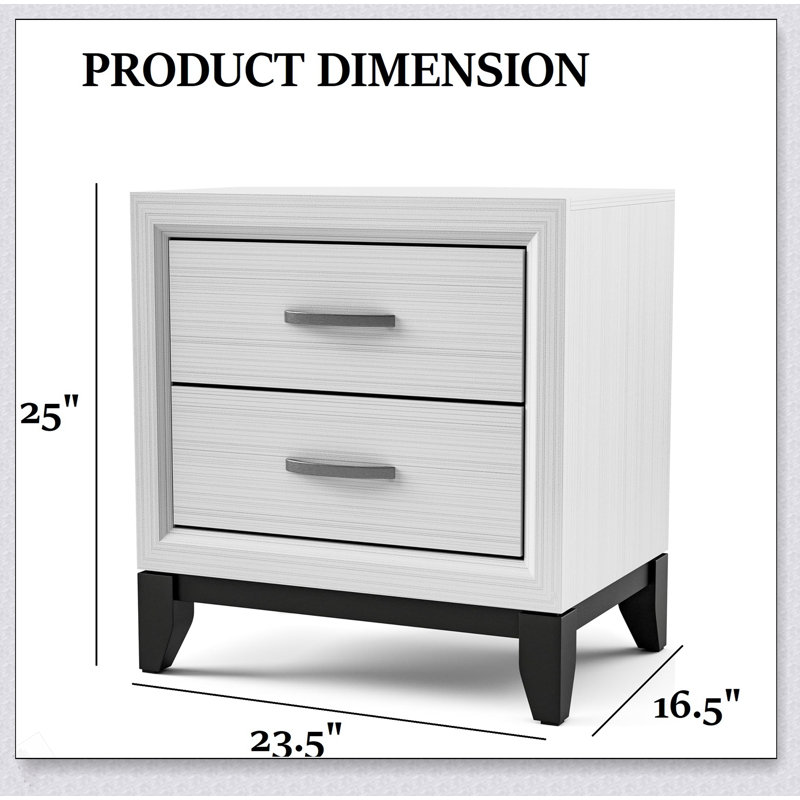 Mobilier de chambre à coucher deux tiroirs deux pièces, Blanc