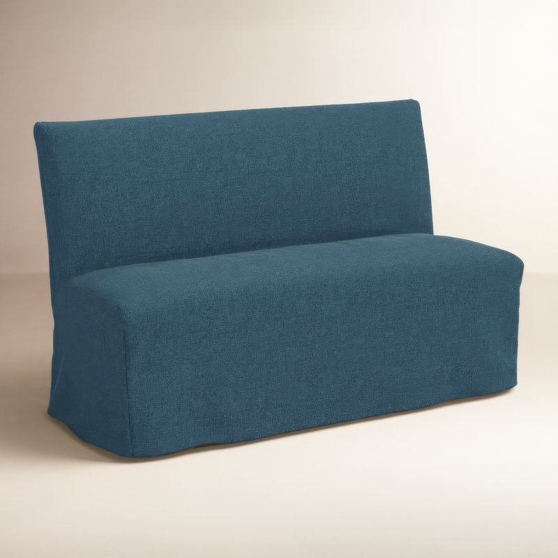 Banc rembourré Silvia, Lin texturé bleu marine Zuma