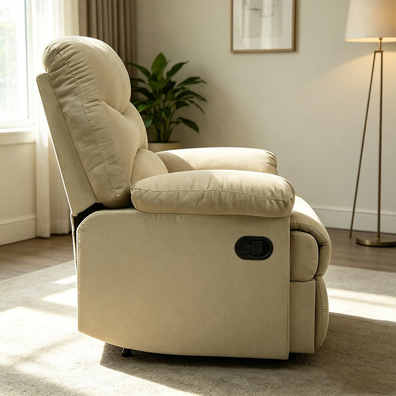 Fauteuil lounge électrique en microfibre beige