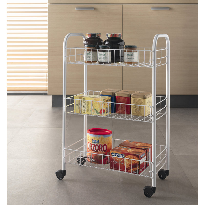 41cm W Stainless Steel Kitchen Island with Iron Top and Locking Wheels