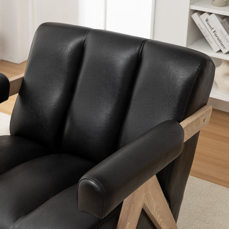 Fauteuil Bula, Similicuir noir, 1
