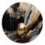 Or et marbré noir Euphoria II - marbre abstrait, art mural rond en métal-88628781