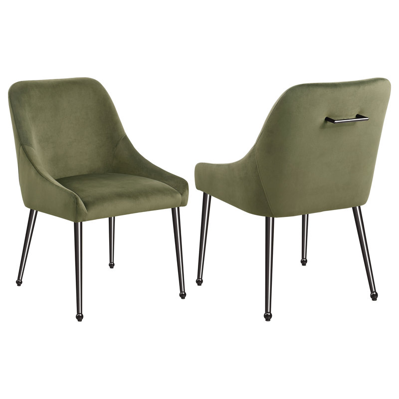 Chaise de salle à manger rembourrée Dineshia, Vert, Noir