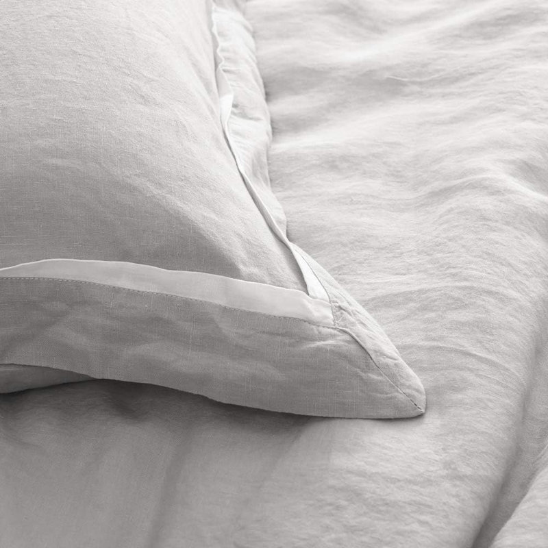 Ensemble de housse de couette 100% lin, Housse de couette pour très grand lit et 2 taies , Gris
