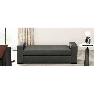 Stylish Grey Faux Leather Rectangle With Comfortable , Solid Wood Frame, Suitable For Retro And Modern Home Styles, 21.38 In Width American Design , Wear - Easy To Maintain, Various Spaces, 56.5