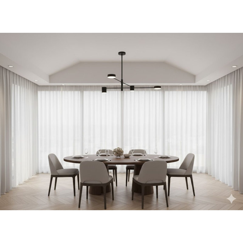 Lustre 4 lumières DEL en métal noir avec diffuseurs blancs Pedroza
