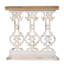 Console en bois brun de style rétro avec base complexe, surface de 32,3 po x 32 po et surface fonctionnelle de 32,3 po