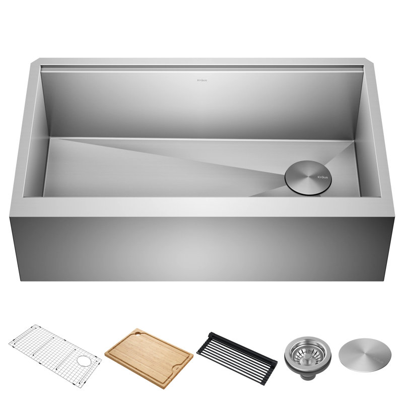 Évier de cuisine à simple cuve en acier inoxydable KRAUS® Kore, L 36 po x l 20,25 po x H 10 po