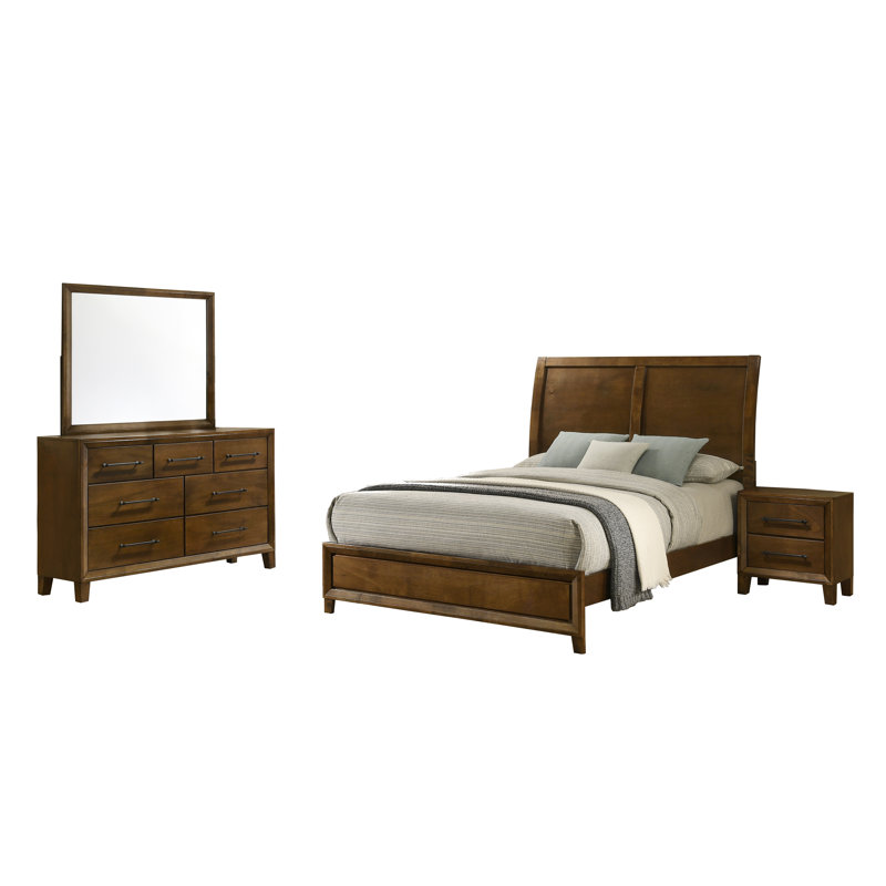 Bangor 4-Piece Wood Queen Bedroom Set, Brown, Queen