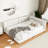 Queen Size Upholstered Bed In Beige - Ports For Gadgets & Base With , Wood Linen Combination-545099306-545099308