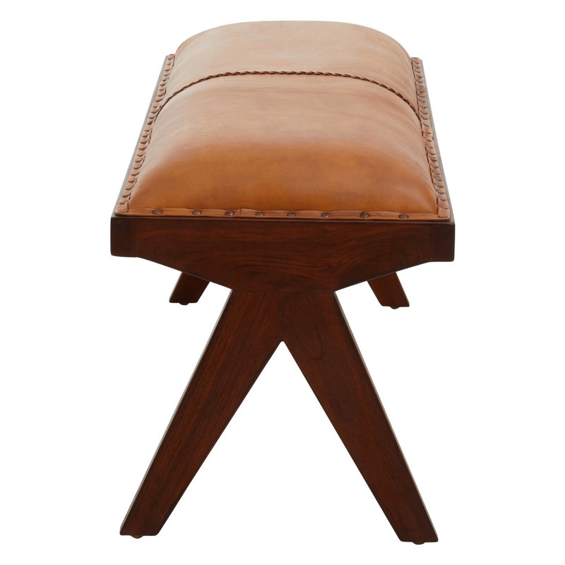 Waylan Genuine Leather Upholstered Bench