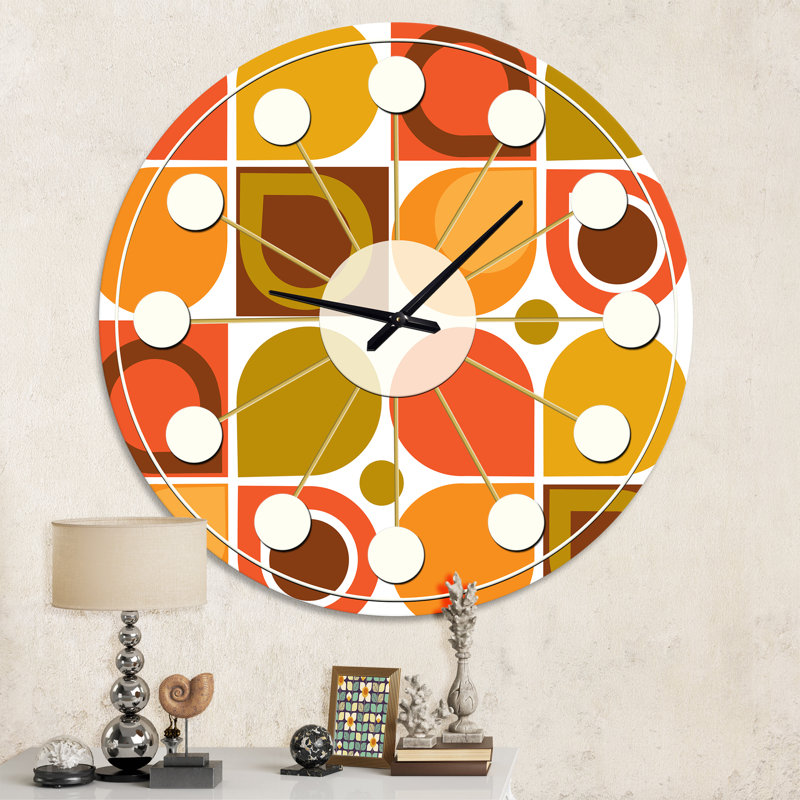 Horloge murale abstraite à motif géométrique rétro VI - Mid-Century, Moyenne