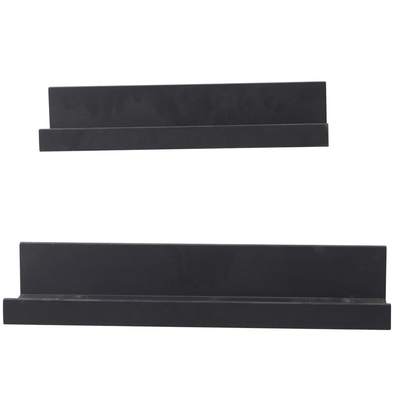Étagère murale flottante en bois massif 2 pièces Taura, Noir, noir, noir, noir