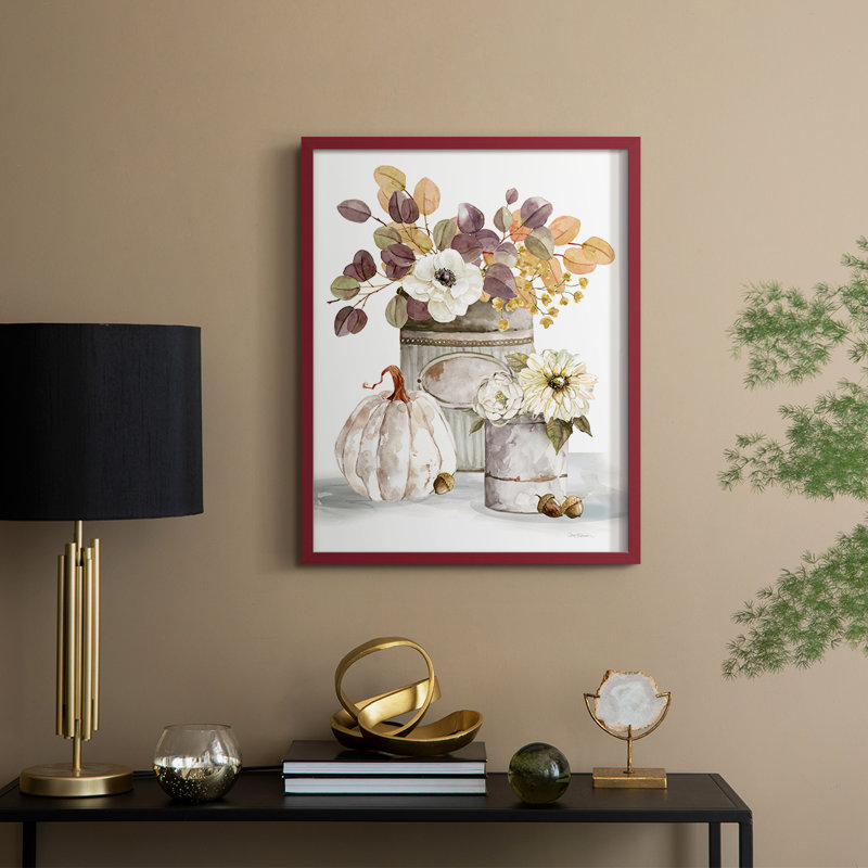 Autumn Arrangement I Framed Print - Solid Wood, 21" H x 17" W, Red