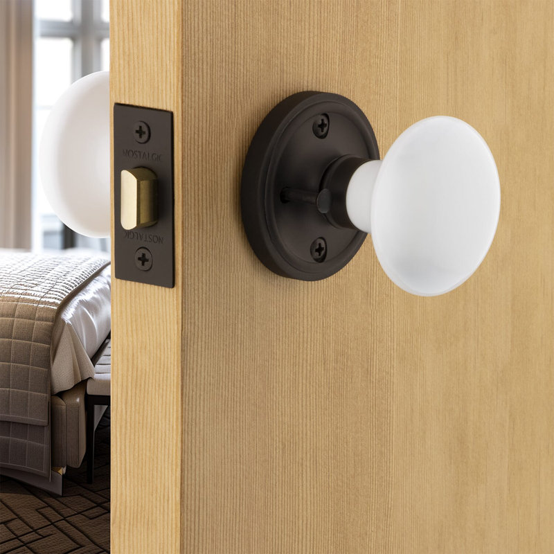 Classic Rosette with White Porcelain Door Knob, Oil-Rubbed Bronze, 2-3/8"