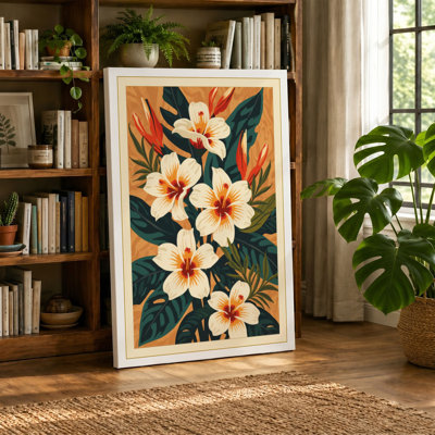 Blooms in Ochre Botanical - Wrapped Canvas