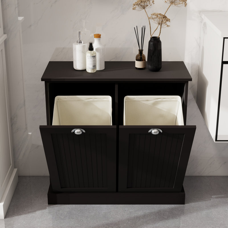 Armoire à linge double inclinable pour la gestion organisée du linge, Brun