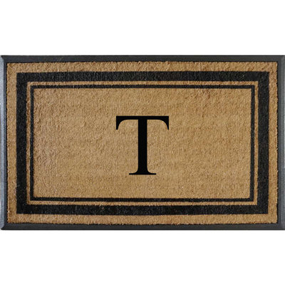Tapis de porte en fibre de coco monogrammé l 30 po x L 48 po Butters
